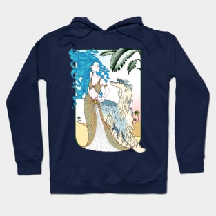 AFGHAN HOUND. Blue Domino  Afghan with blue haired goddess. Hoodie